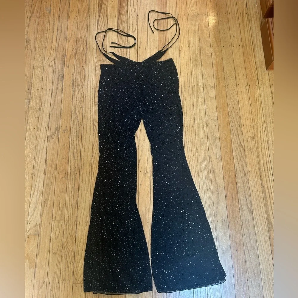 Oh Polly Ruby Embellished Cut-Out Flared Trousers - Picture 7 of 7